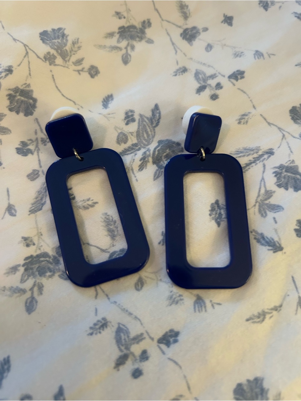 Bold Navy Geometric Drop Earrings